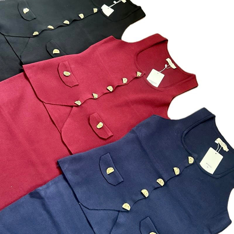 Gold button waist coat pencil skirt co ord
