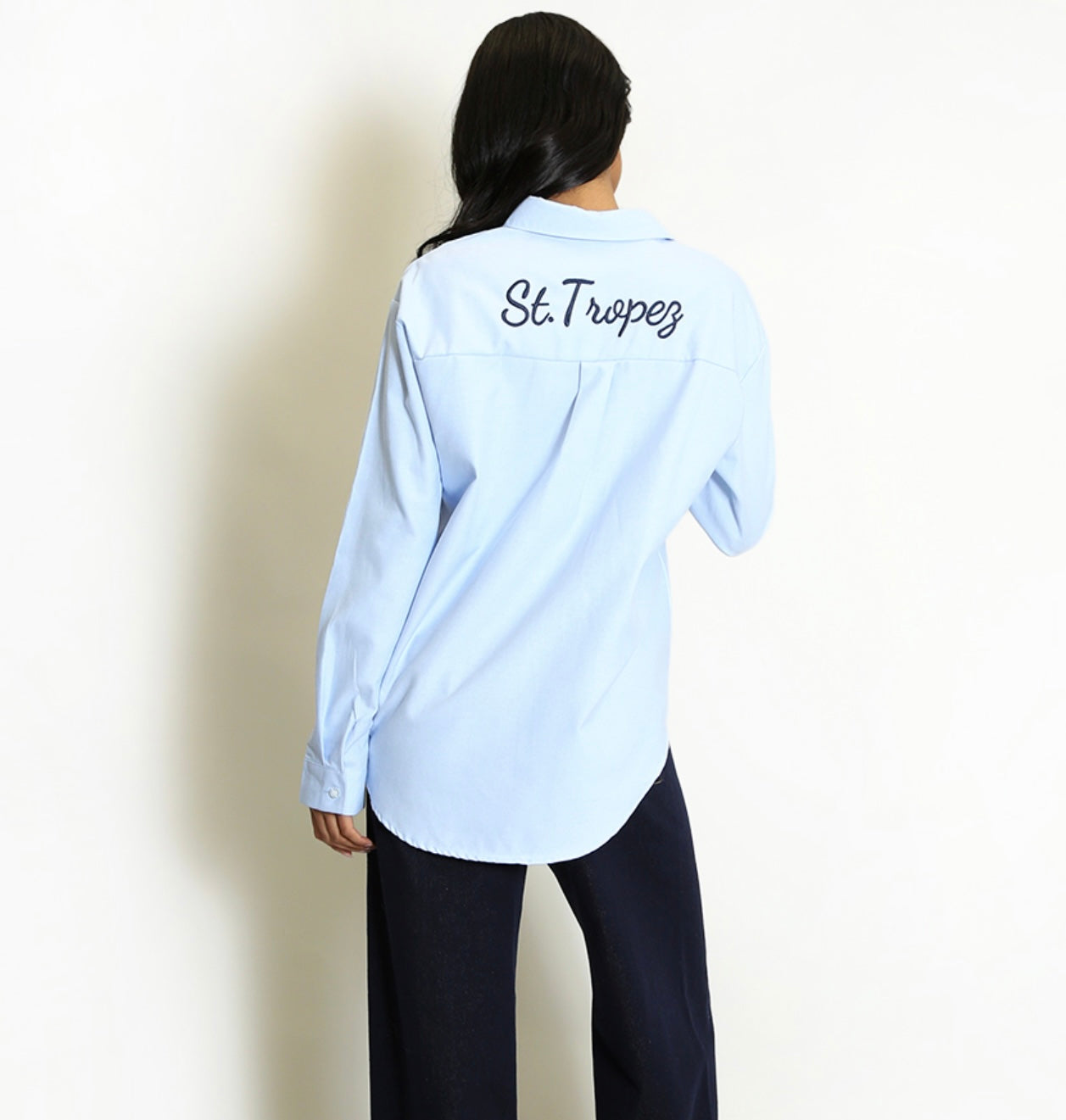 St Tropez oversized Embroidered Cotton Shirt