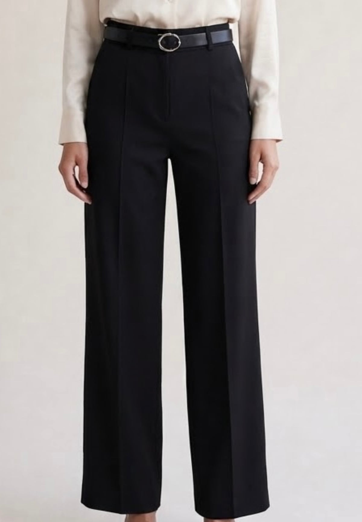 Black belted trousers