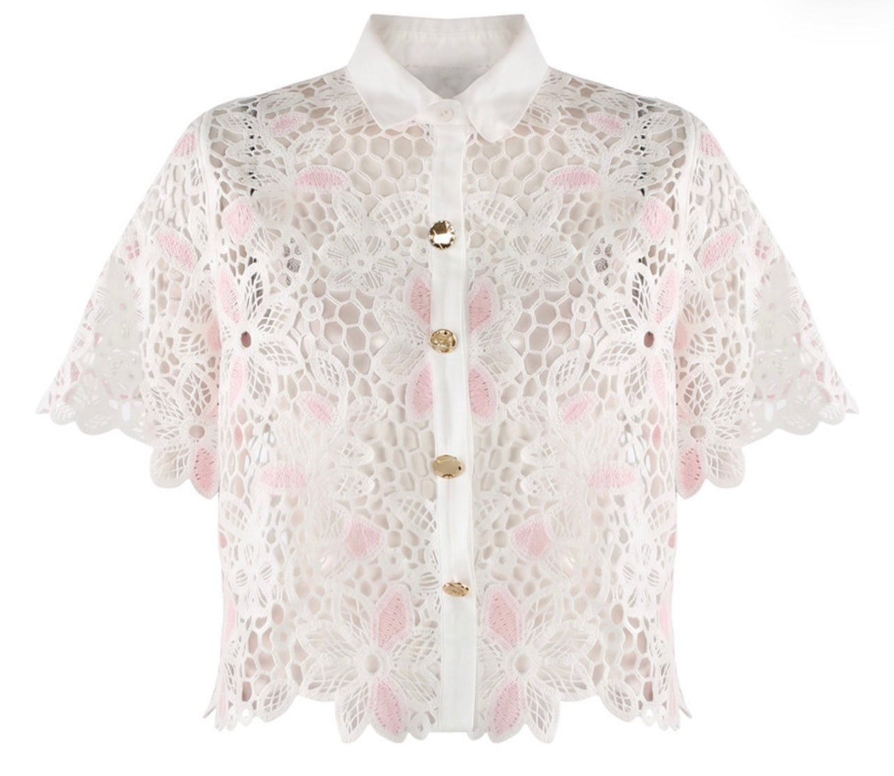 Embroidered Lace Up Blouse
