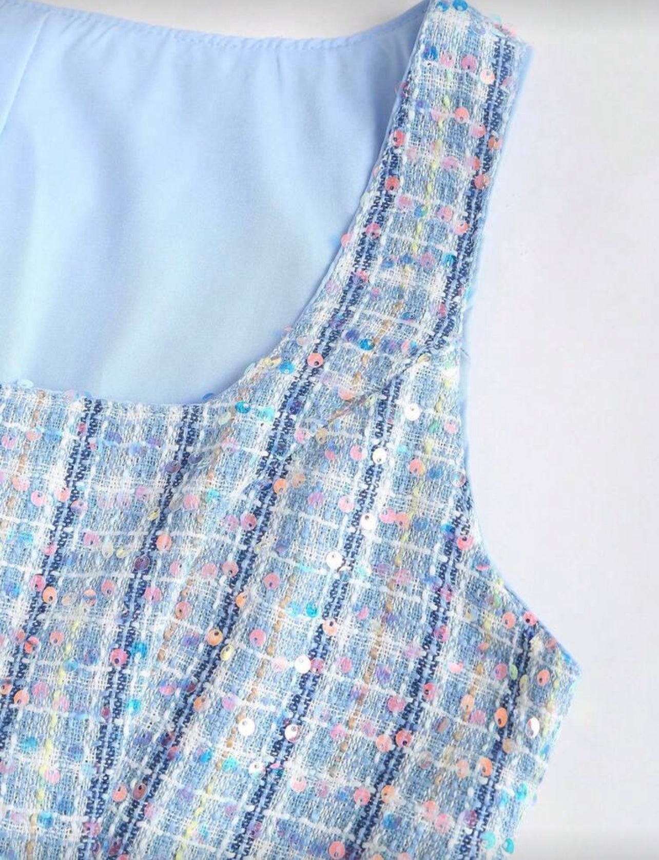 Blue sequin tweed Co ord