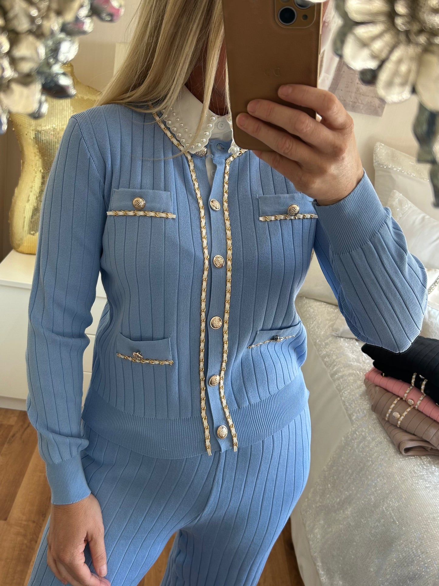 Amelia gold chain co ord wide leg