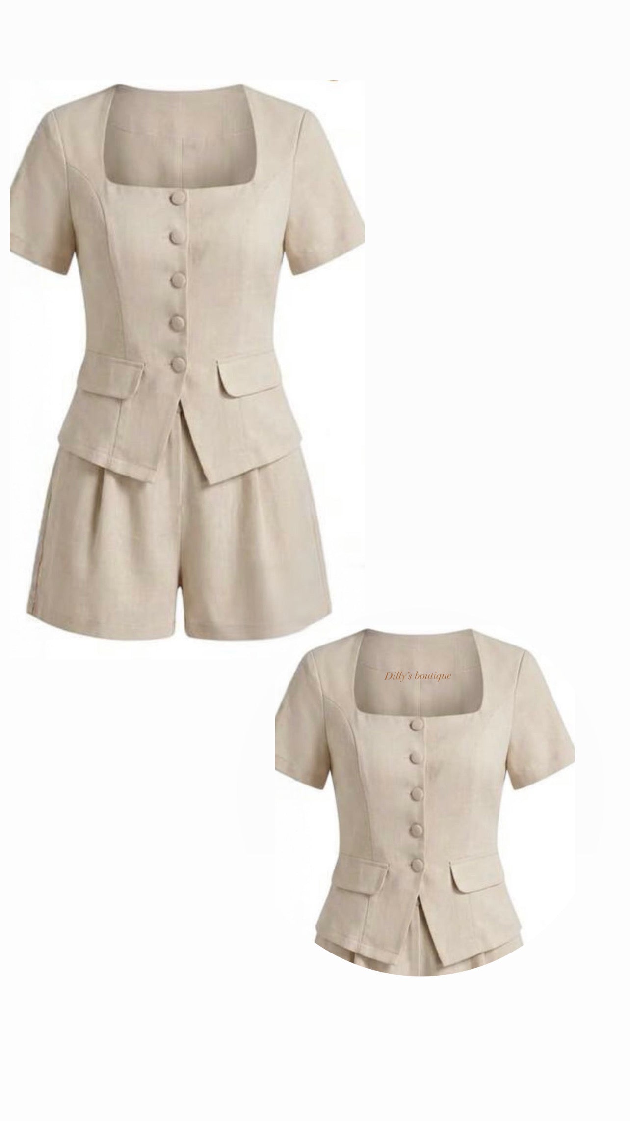 Shorts & short sleeve button up top Co ord
