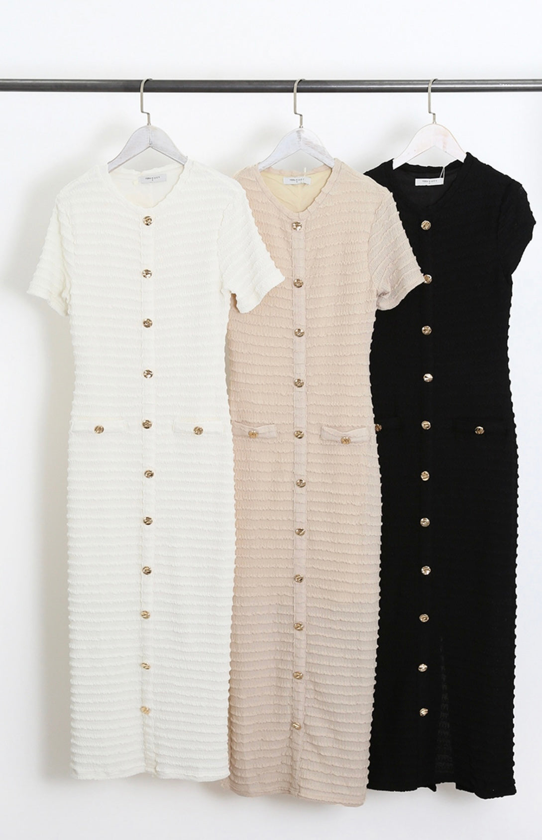 Adele Pencil dress with gold buttons