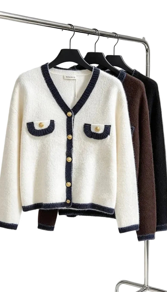 N Denim trim cardigan