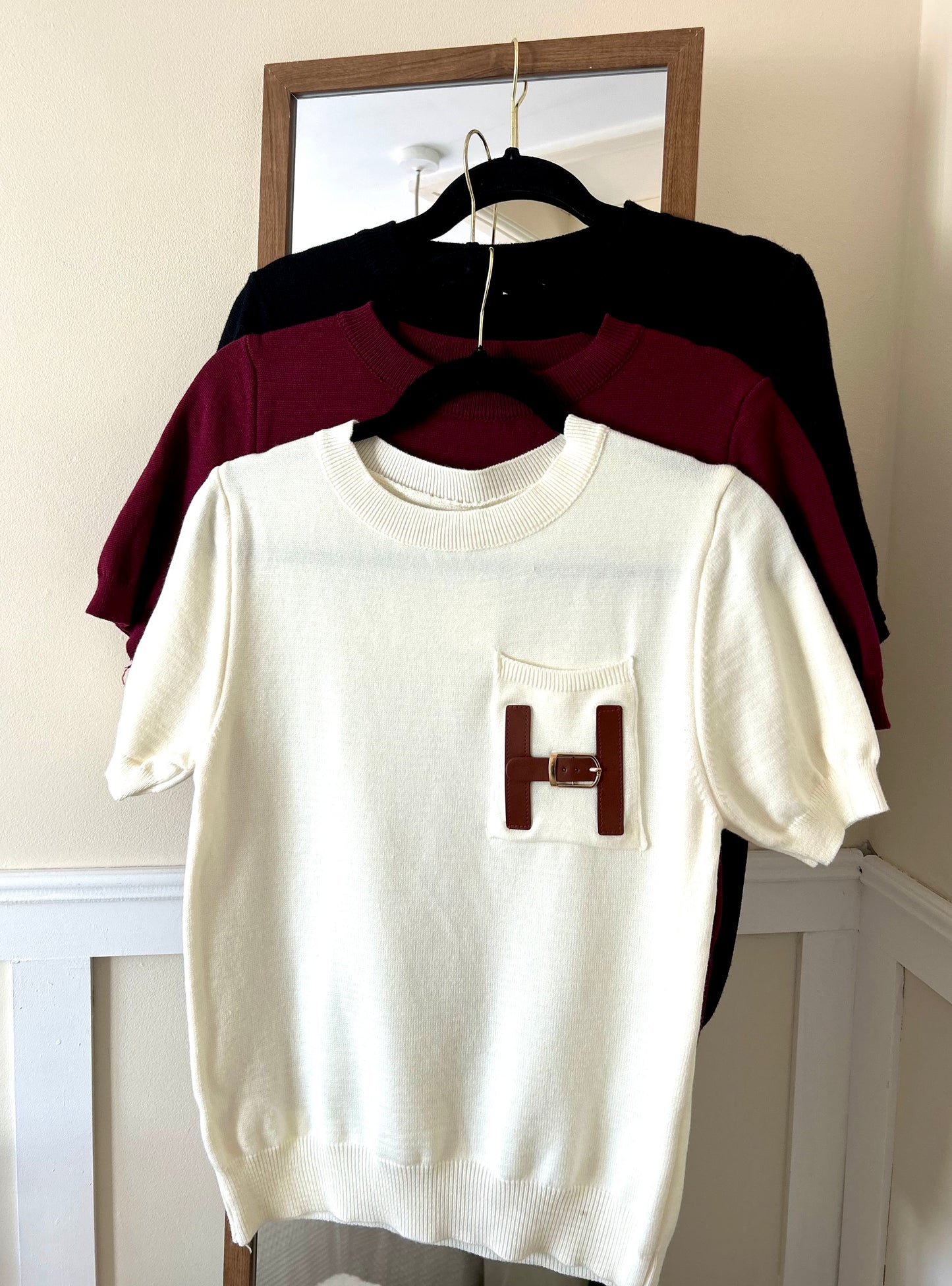 Luxe short ,sleeve,knitted,top