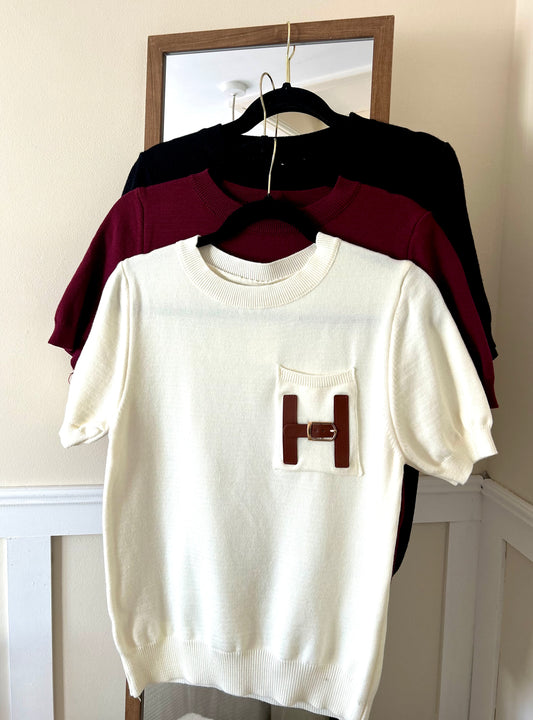 Luxe short ,sleeve,knitted,top