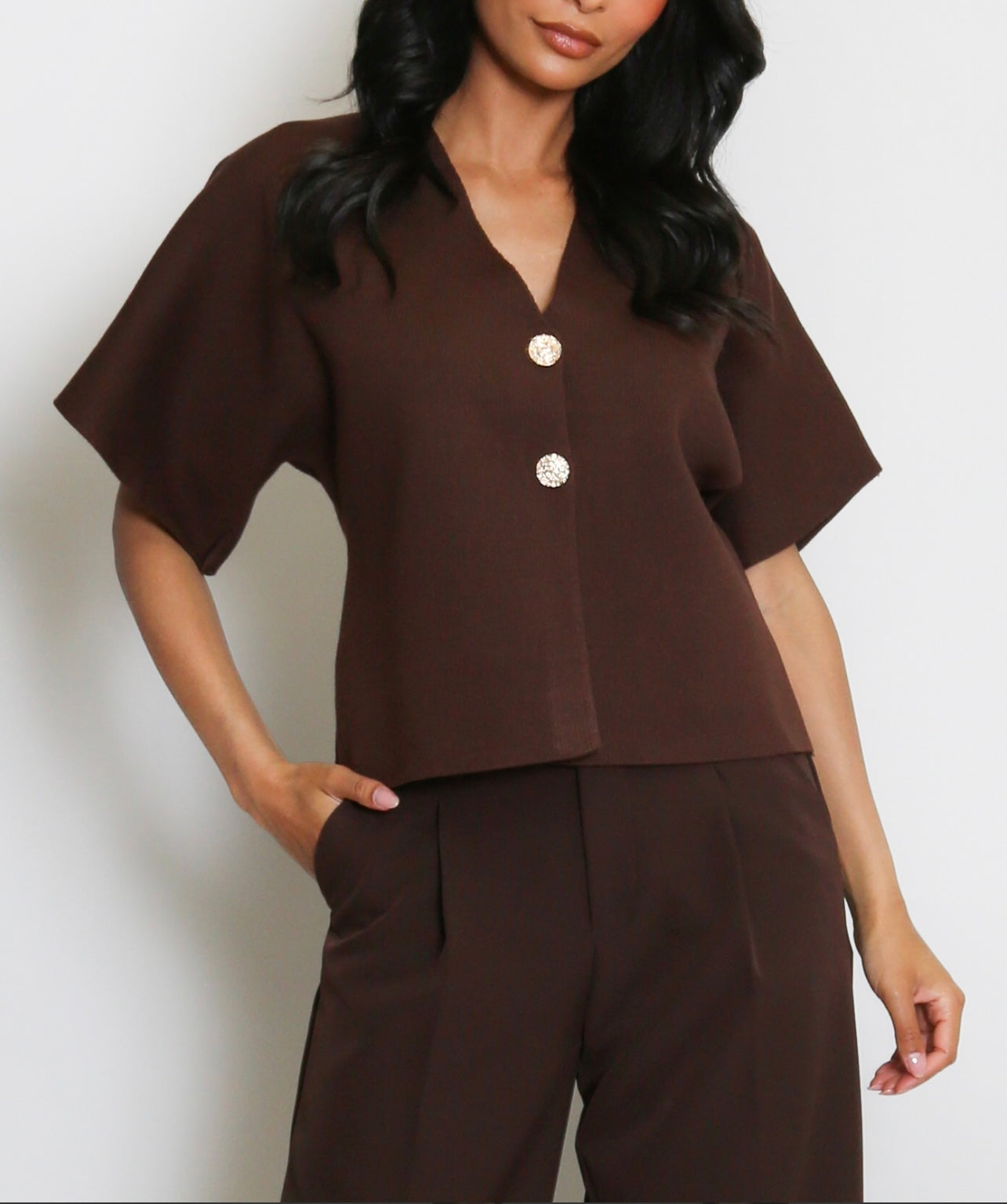 Short sleeve gold button waistcoat