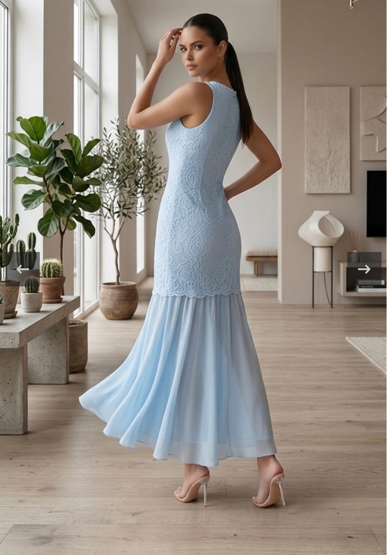 Crochet Chiffon Hem Maxi Dress