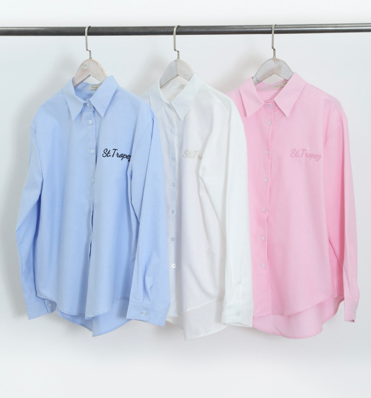 St Tropez oversized Embroidered Cotton Shirt
