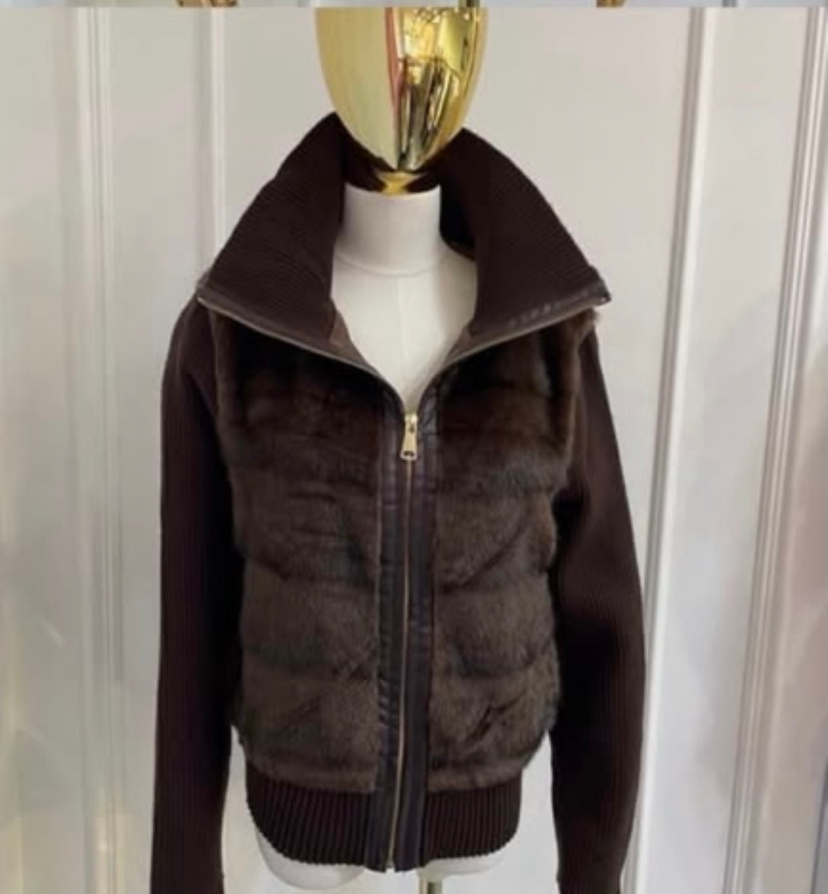 Brown faux fur cardigan/ jacket