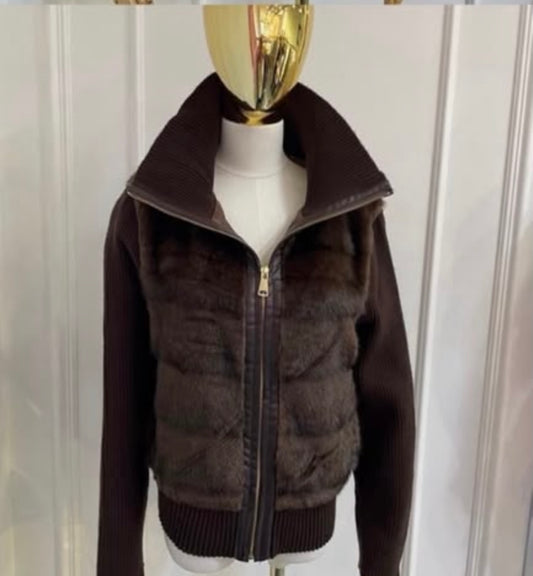 Brown faux fur cardigan/ jacket