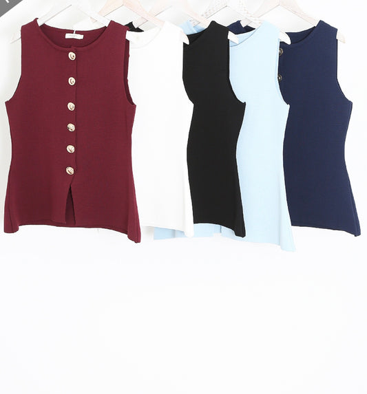 Gold button figured waistcoat