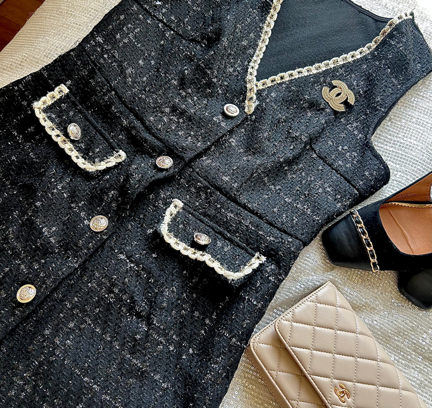 Tweed sleeveless dress