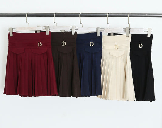 Paris Fine Knit Pleated Mini Skirt