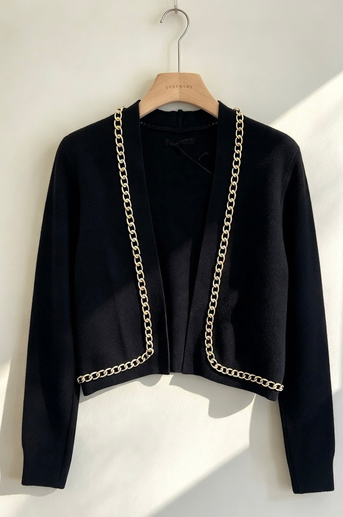 Gold chain cardigan black