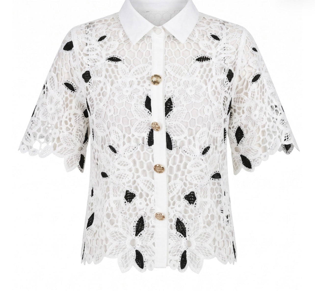 Embroidered Lace Up Blouse