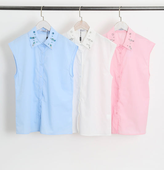 Diamond / gems / collar blouse