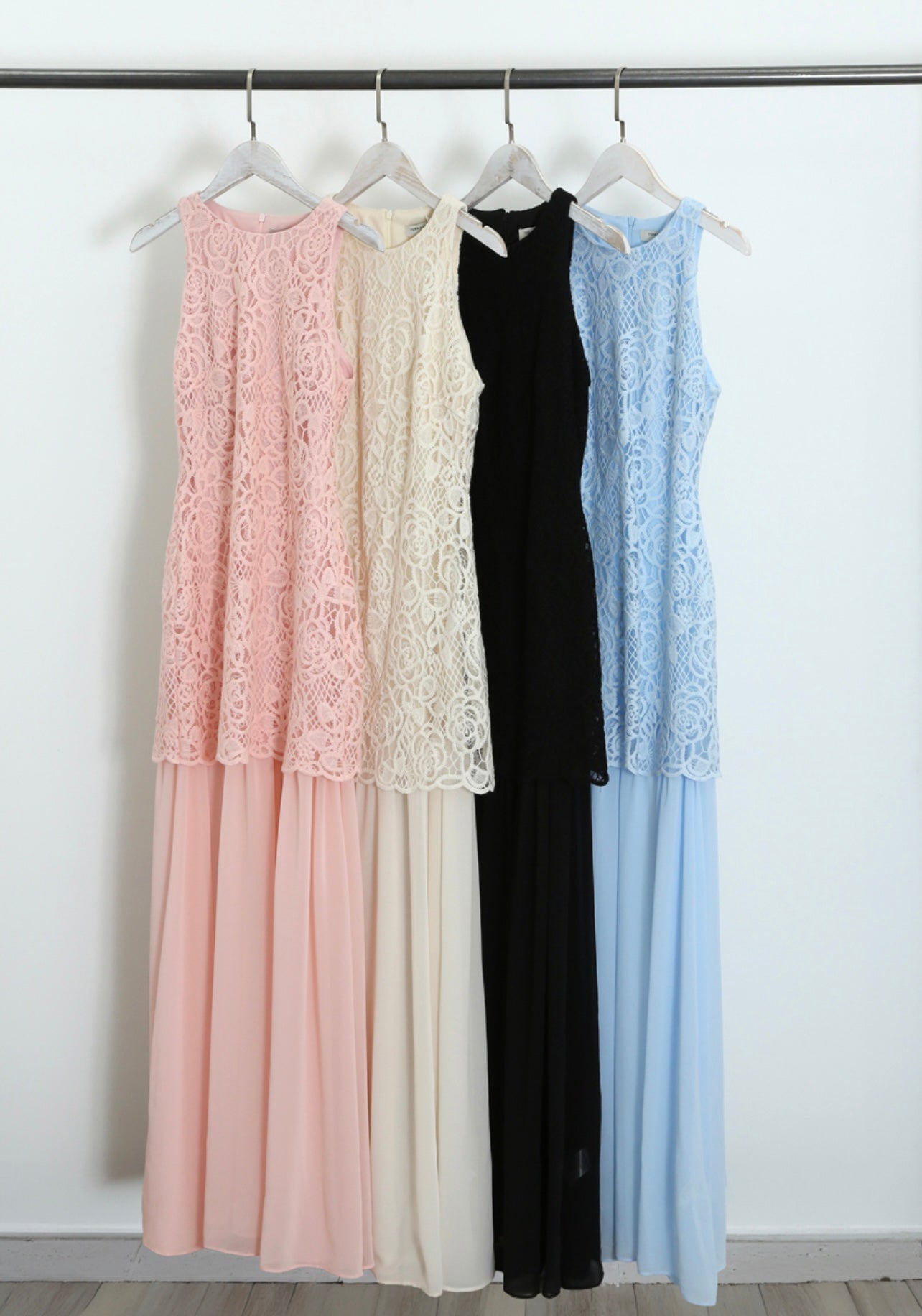 Crochet Chiffon Hem Maxi Dress