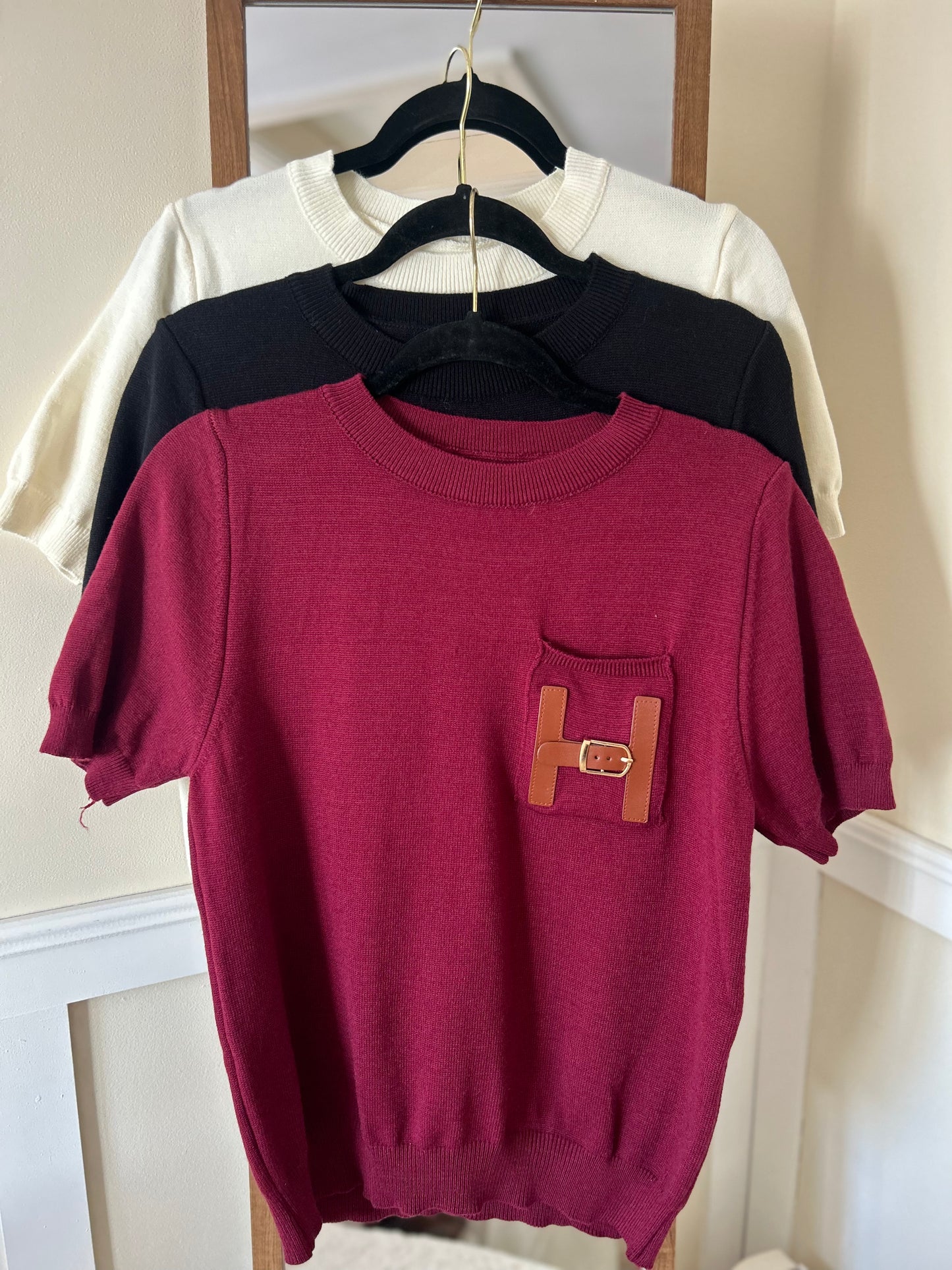Luxe short ,sleeve,knitted,top