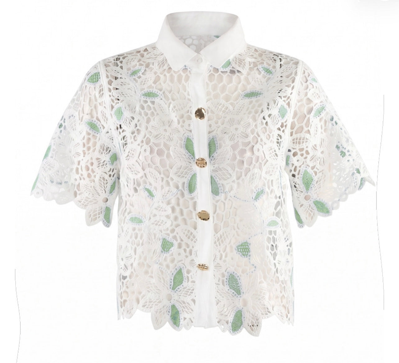 Embroidered Lace Up Blouse