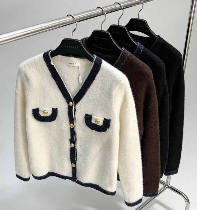 N Denim trim cardigan