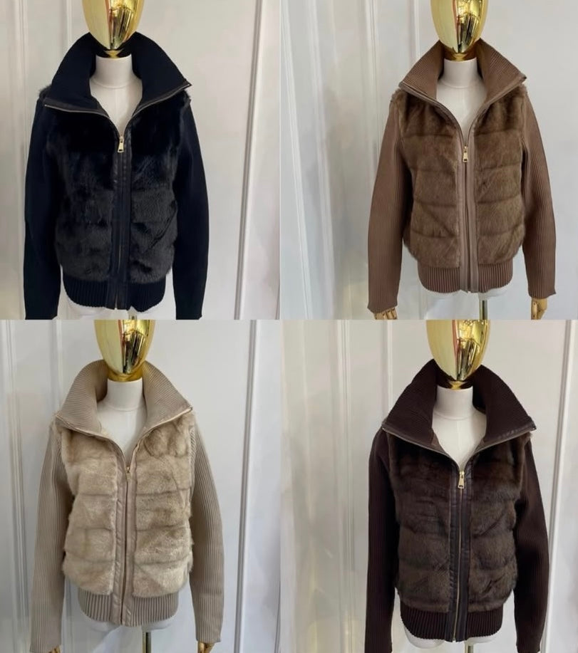 Brown faux fur cardigan/ jacket