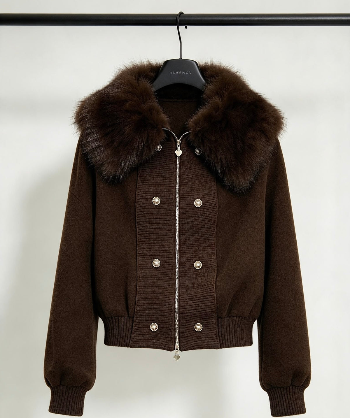 Faux fur collar cardigan