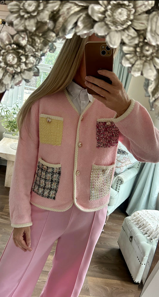 Amelia luxe tweed pockets cardigan ￼