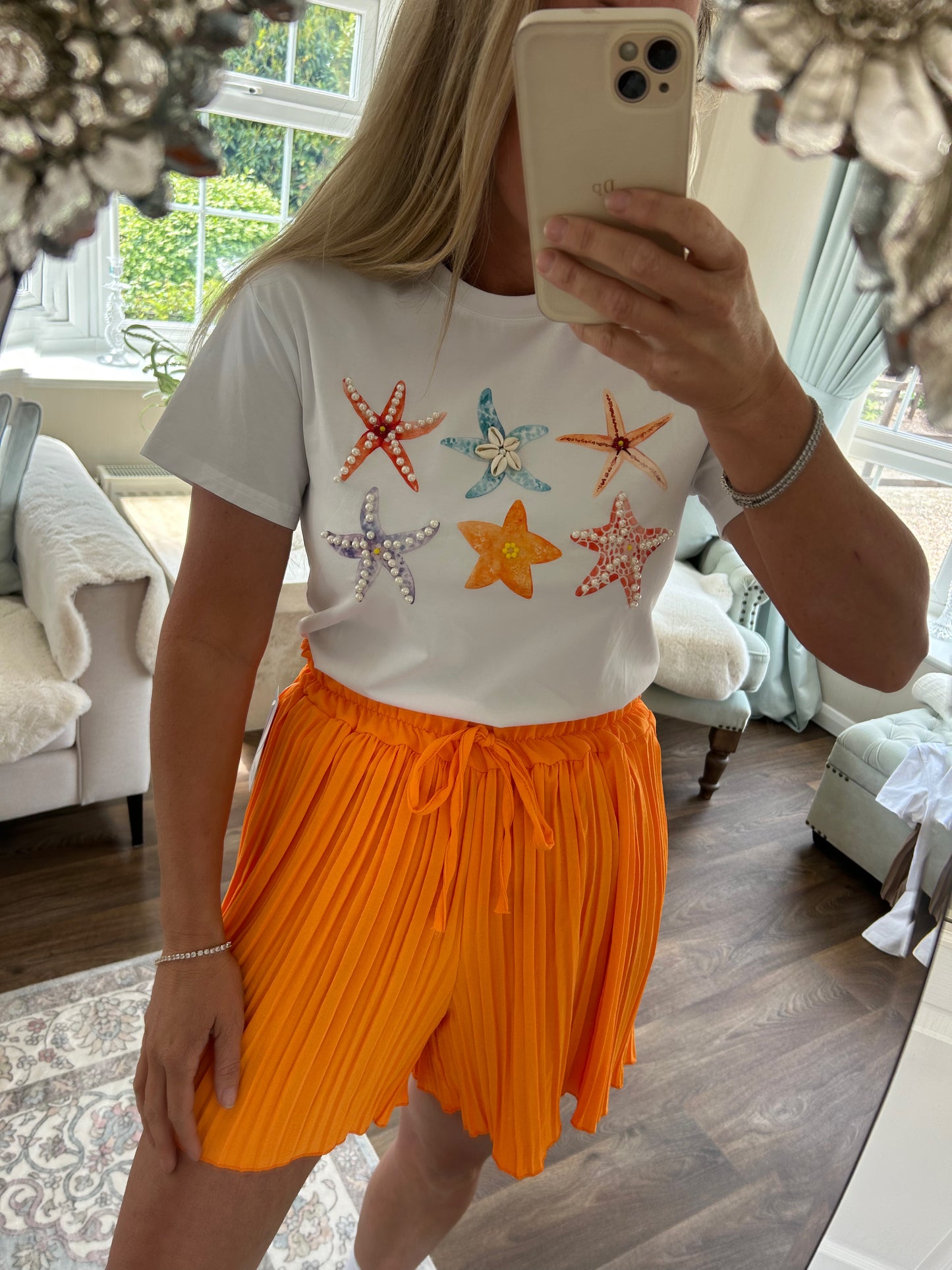 Orange shell Co ord (shorts & tshirt)