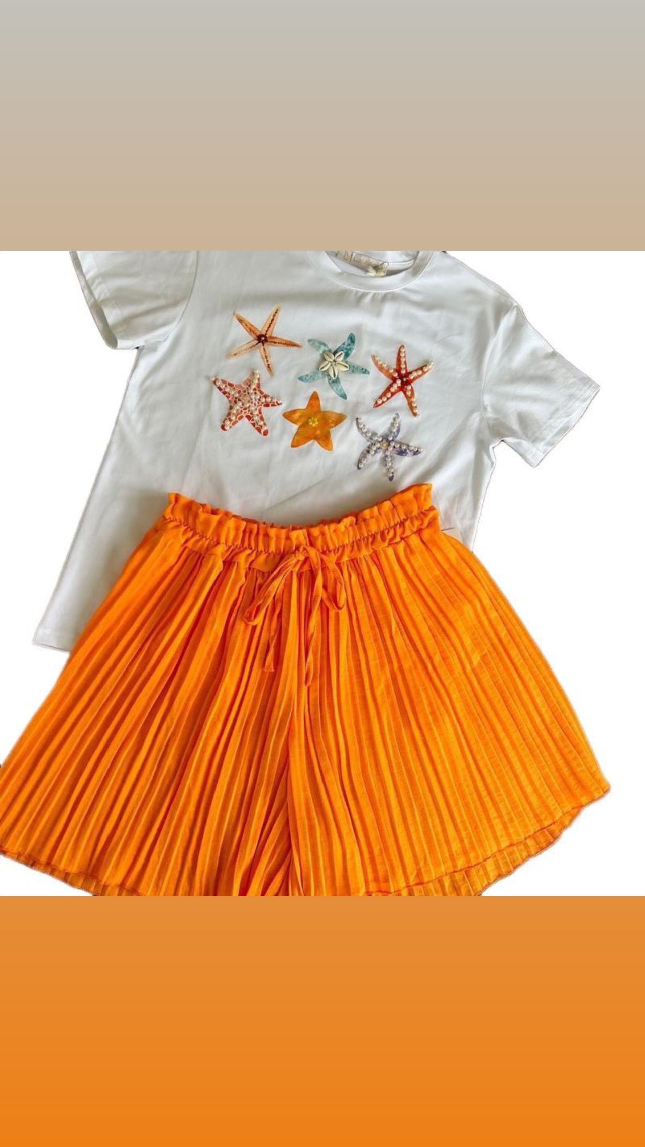 Orange shell Co ord (shorts & tshirt)