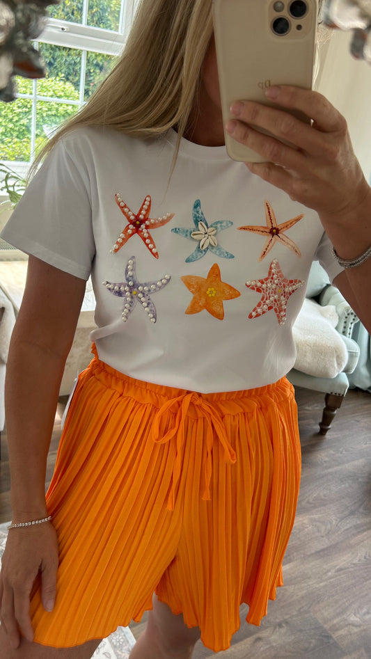 Orange shell Co ord (shorts & tshirt)