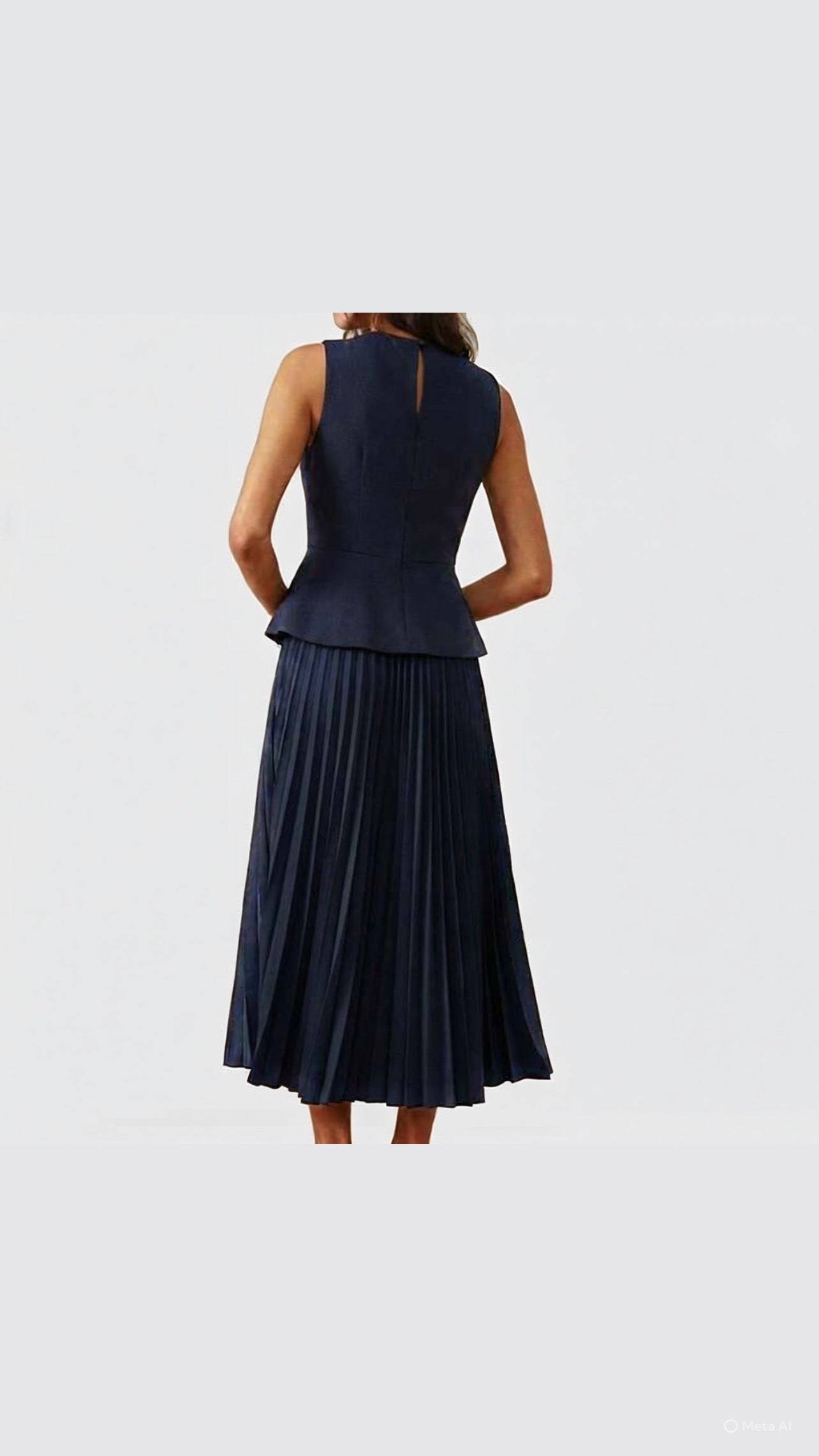Bb Sleeveless pleated navy blue dress