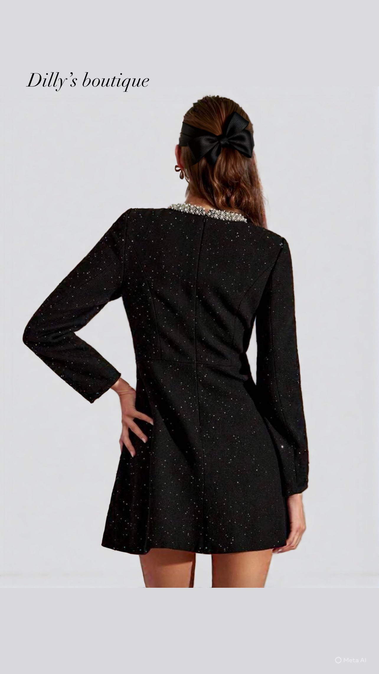 B Tweed long sleeve dress
