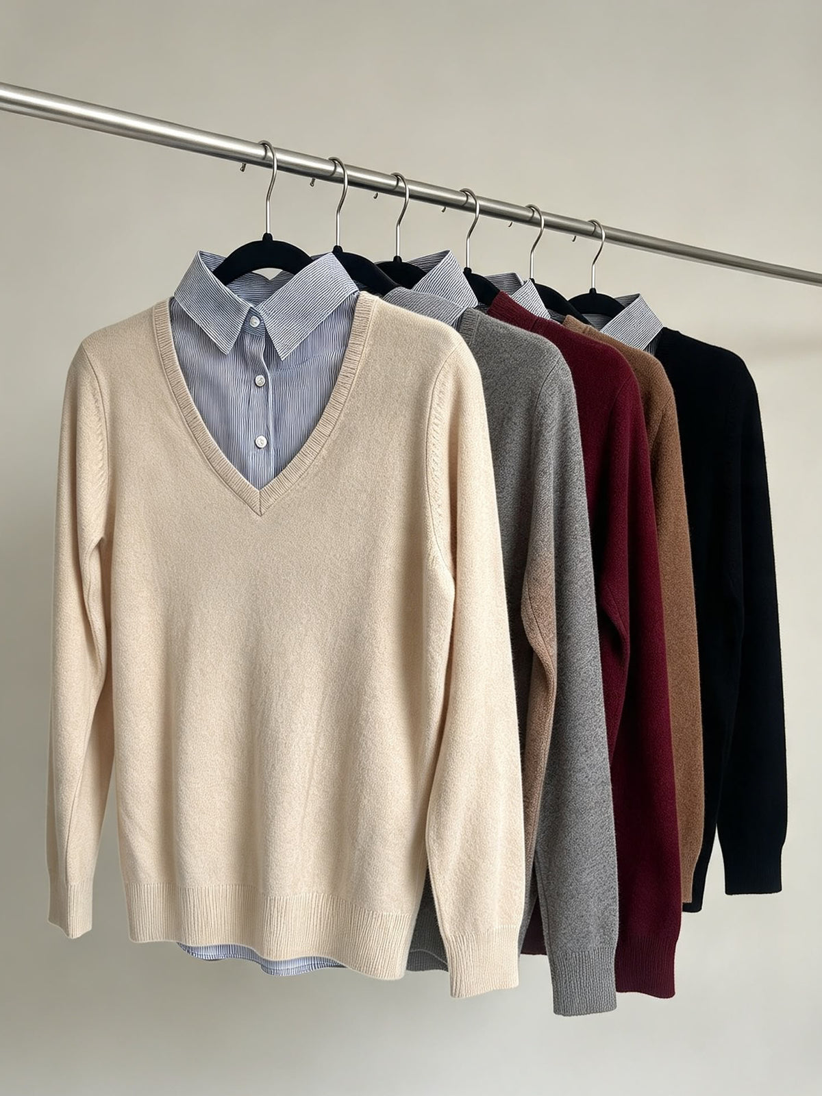Shirt collar v neck jumper