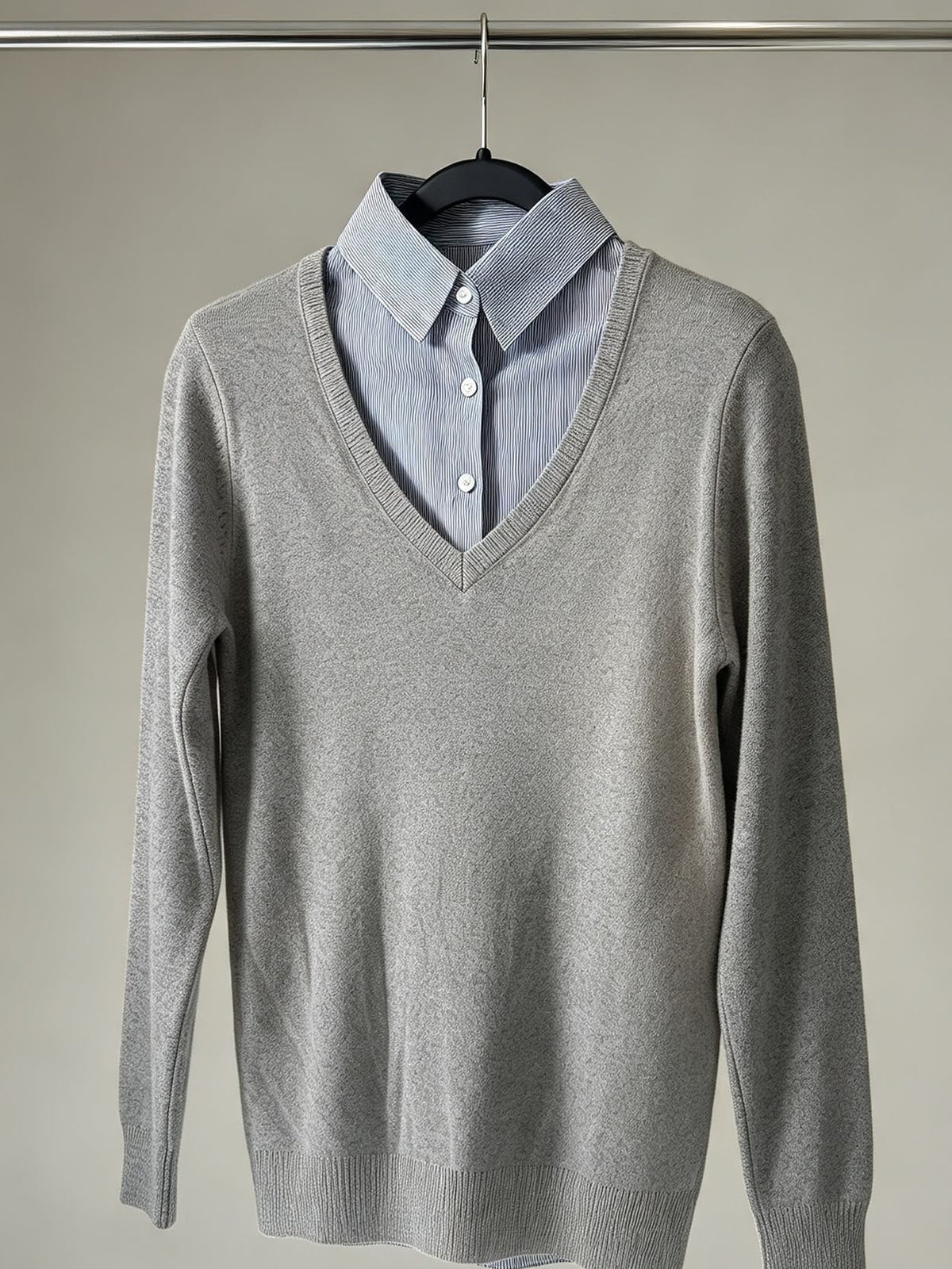 Shirt collar v neck jumper